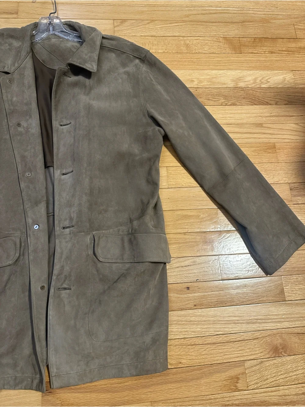 Ben Jacobson Taupe Leather Long Men’s Coat Size Large